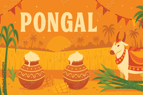  Pongal harvest festive illustration