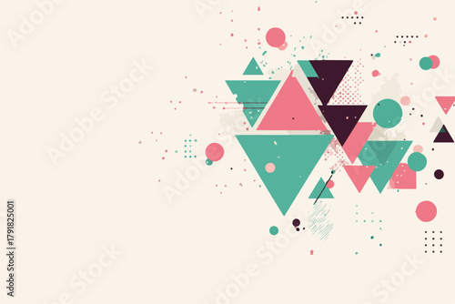 추상적인 기하학적 패턴과 점들이 조화롭게 어우러진 현대적인 디자인