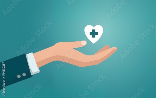 Hand choose healthcare medical icon. Health insurance health concept. access to serve welfare health and copy space. High quality