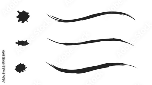 Set of black grunge brush strokes