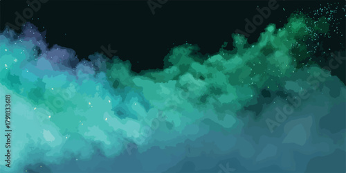 신비로운 우주 공간의 오로라와 별빛이 어우러진 몽환적인 풍경