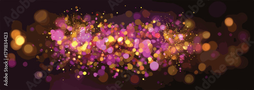 화려한 보라색과 황금빛 보케 효과가 어우러진 몽환적인 추상 배경