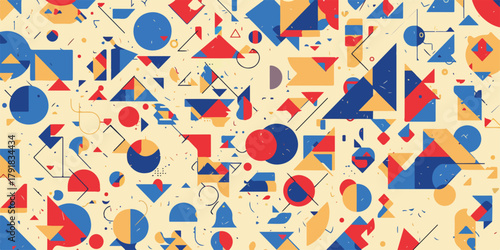 기하학적 패턴의 추상적인 배경은 다채로운 색상과 형태로 구성되어 독특한 시각적 경험을 선사합니다.