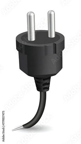 Wallpaper Mural An illustration depicting a black two-prong electrical plug and power cable against a white backdrop with a shadow effect Torontodigital.ca
