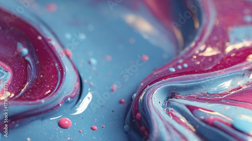 Fluid art presents dynamically rotating vortices, composed of vibrant magenta and cyan inks suspended in milk, forming smooth, organic shapes with high contrast and a dynamic effect.