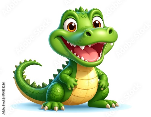 Wallpaper Mural Animated depiction of a smiling, green reptile with large eyes and a friendly demeanor against a white background Torontodigital.ca