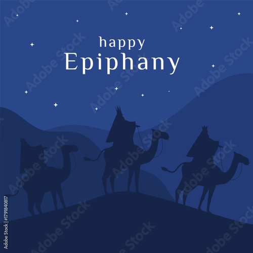 silhouette Happy Epiphany illustration in flat style design