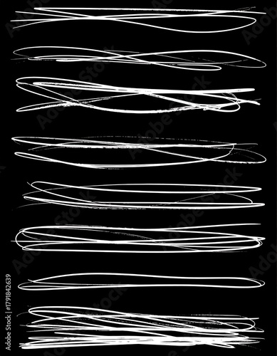 Wallpaper Mural Black background featuring multiple horizontal hand-drawn white scribbled lines of varying thickness and length, resembling underlining Torontodigital.ca