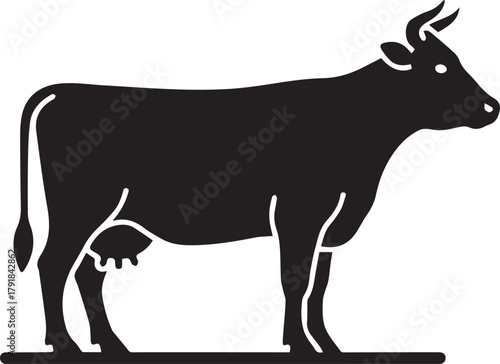 Black cow silhouette vector illustration