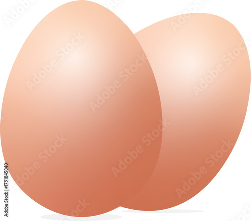 Two Brown Chicken Eggs Vector Isolated - Protein Food, Cooking & Farm Fresh Ingredient