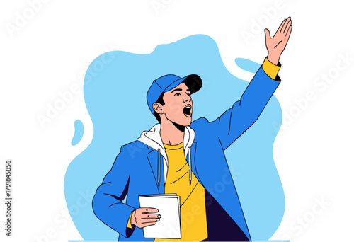 Happy Man Celebrating Success Vector Illustration