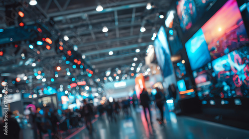 Wallpaper Mural Vibrant technology exhibition hall filled with digital screens and crowds, showcasing the latest innovations. Torontodigital.ca