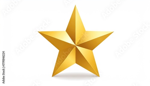A five-pointed gold star with shadow, isolated