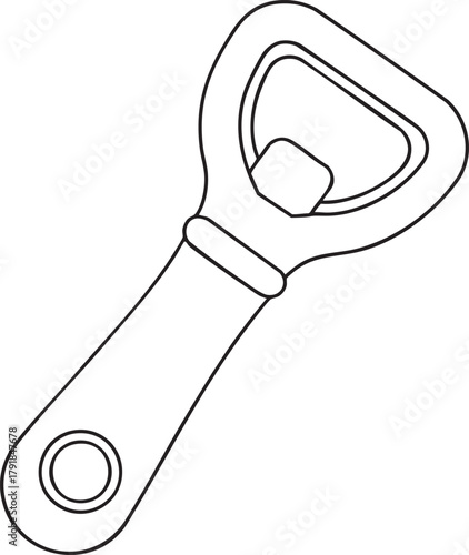 Bottle opener outline icon illustration, simple kitchen tool for beverage and drink design concept art