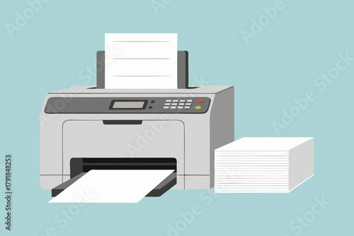 Modern Office Printer and Scanner Machine Illustration