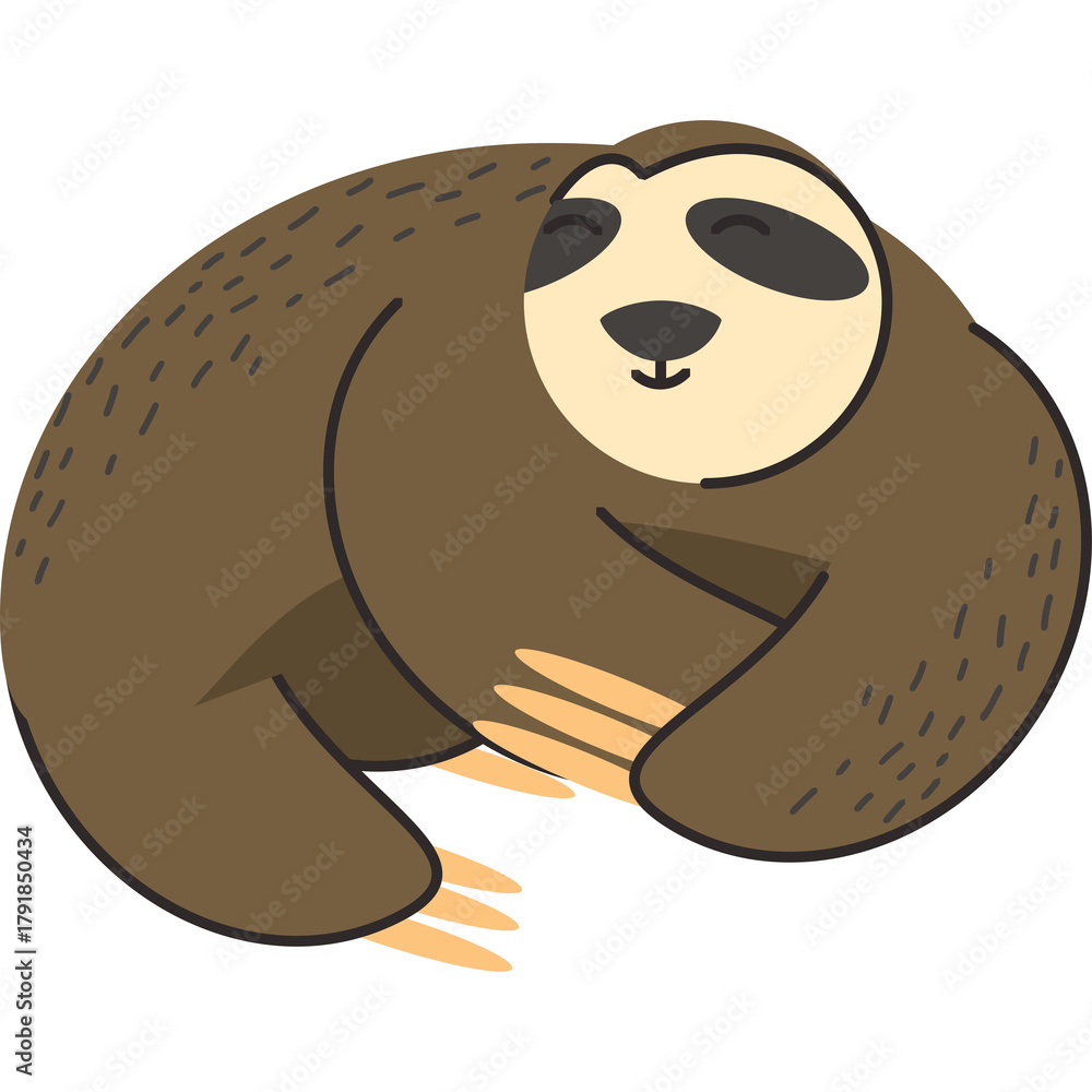 Naklejka premium Cute Brown Sloth Sleeping Peacefully with Eyes Closed and Claws Tucked In on a Transparent Background