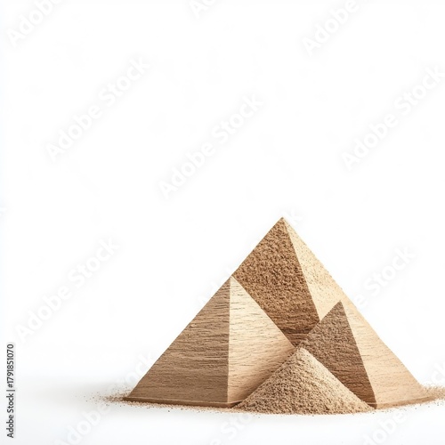 Surreal pyramids, isolated on white background.