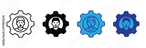 User management settings icon set: personalization, account, profile, administration symbol isolated on white background