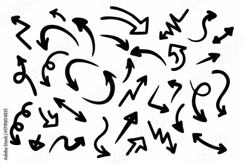 Set of hand-drawn arrows, vec...