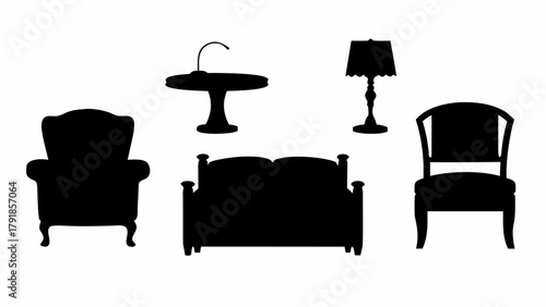 Elegant furniture silhouettes create stylish interior design concepts for modern living spaces and sophisticated room decor projects