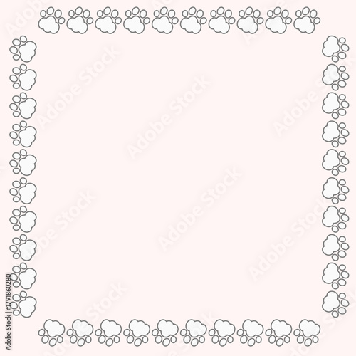 可愛い肉球の足跡フレーム（薄いピンク）