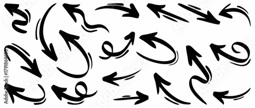 Hand drawn arrow icon set iso...