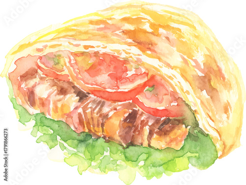 水彩で描いたケバブのイラスト　ベクター