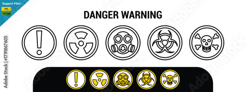 Danger sign. Set of vector icons. 