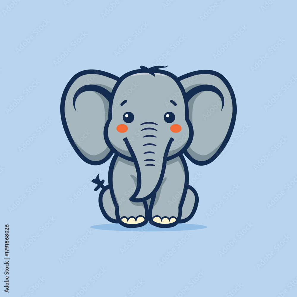Fototapeta premium Cute elephant cartoon vector icon illustration sitting nature animal icon isolated flat vector