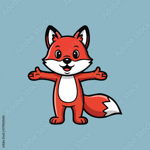 Adorable cartoon fox welcomes you with open arms, radiating playful charm and joyful innocence