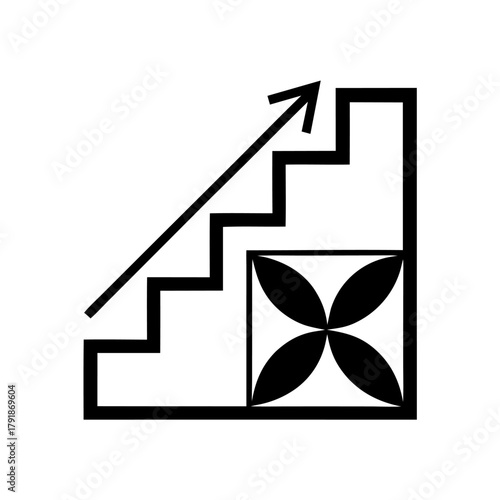 A staircase with a person climbing upward, symbolizing gradual progress and persistence.