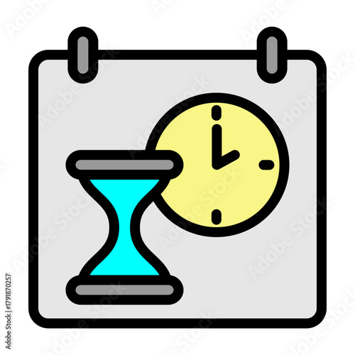 Long Hours Calendar Vector Filled Icon Design