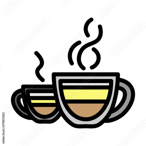 Double Espresso Cup Vector Filled Icon Design