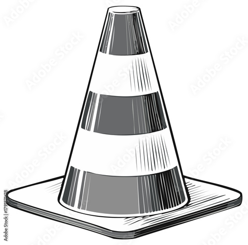 black and white traffic cone clip art preview