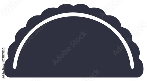 Dark Silhouette of a Scalloped Edge Empanada or Pastry with White Outline