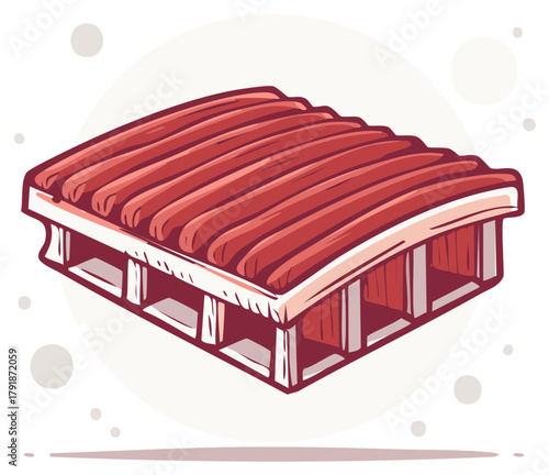 Vector illustration of fresh raw red meat in a styrofoam supermarket tray package