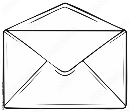 Envelope drawing of letter or mail document with closed flaps and simple black outline shape