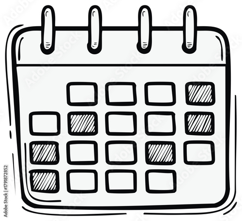 Hand Drawn Calendar with Highlighted Dates