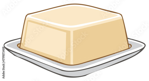 Isometric square Flan Dessert on the Plate, Isolated Vector Icon with Simple Minimal Design Style for Cuisine and Sweet Food Concepts