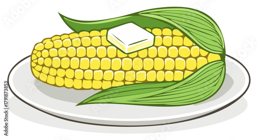 Ear of Corn with Butter Melting on a Plate
