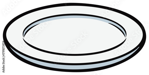 Simple vector illustration of a clean empty white dinner plate isolated for dining or kitchen concepts