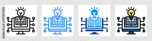 Digital Knowledge Icon Collection Set Multiple Style