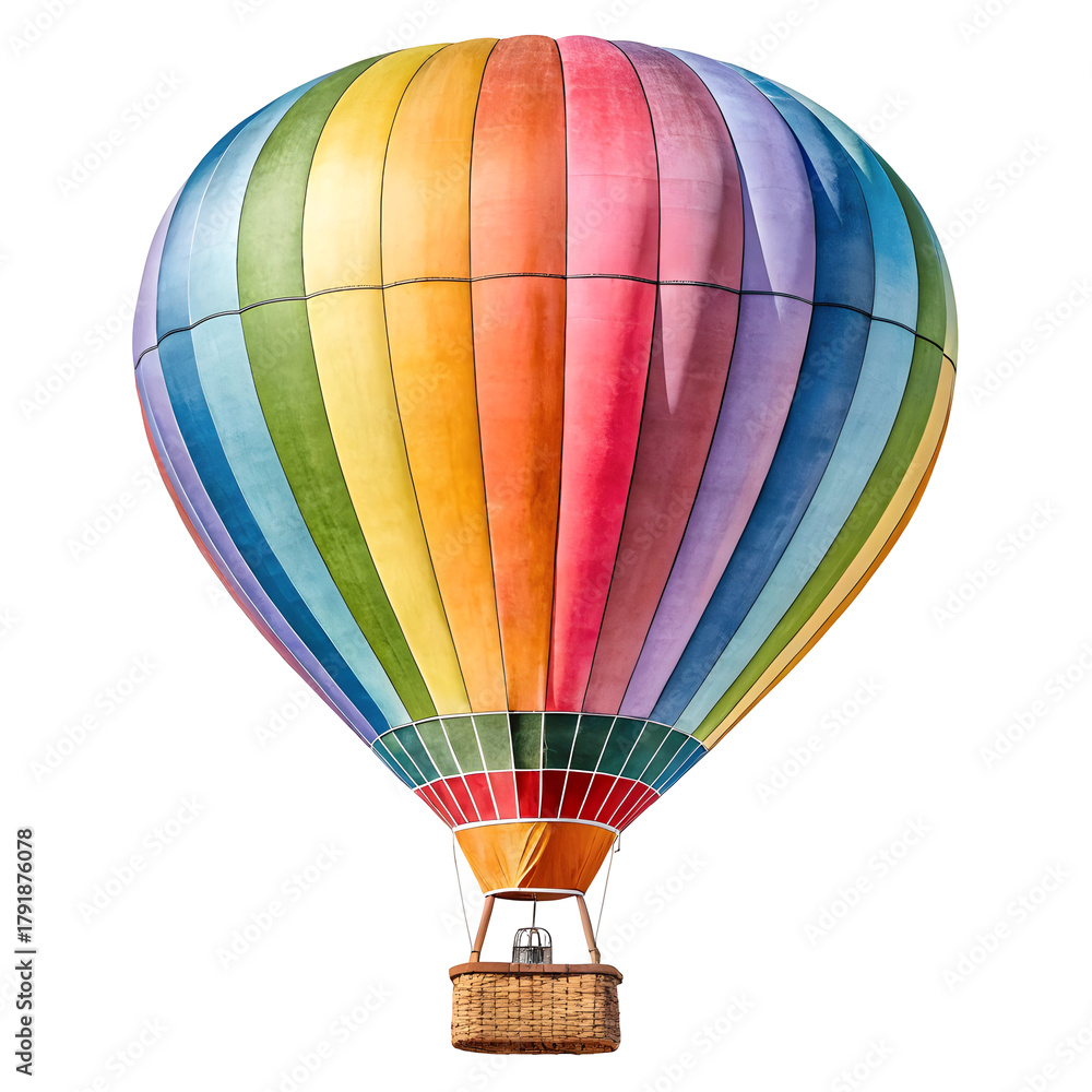 Fototapeta premium Watercolor Rainbow Hot Air Balloon isolated on a transparent background