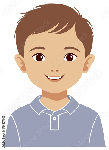 Smiling young boy illustration, cartoon style