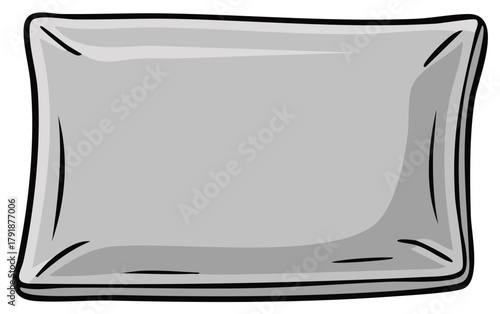 Soft gray rectangular pillow cartoon vector illustration for sleep and comfort