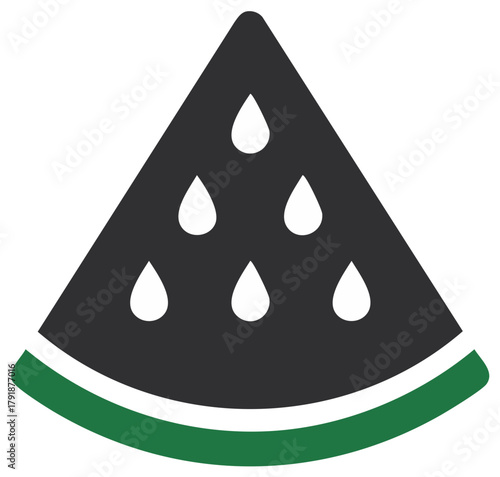 Minimalist watermelon slice icon. Simple flat design graphic of a summer fruit wedge.