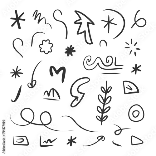 Hand drawn doodle elements, Whimsical hand drawn icons collection
