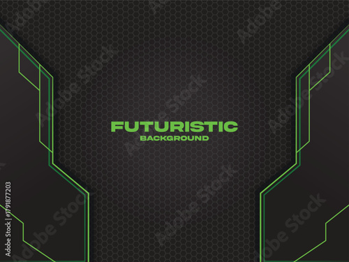 Futuristic Green Tech Frame Background