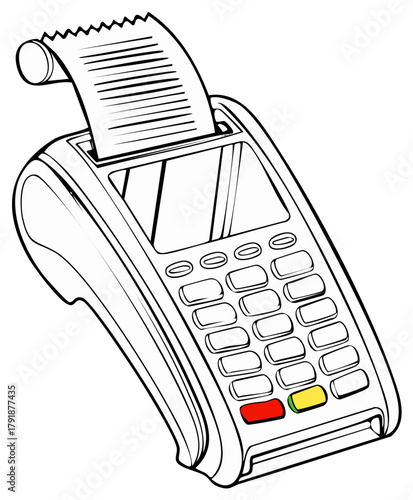 Illustration of a Point of Sale Terminal with Receipt Paper Graphic