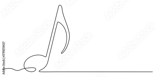 Musical notes symbol continuous one line drawing.